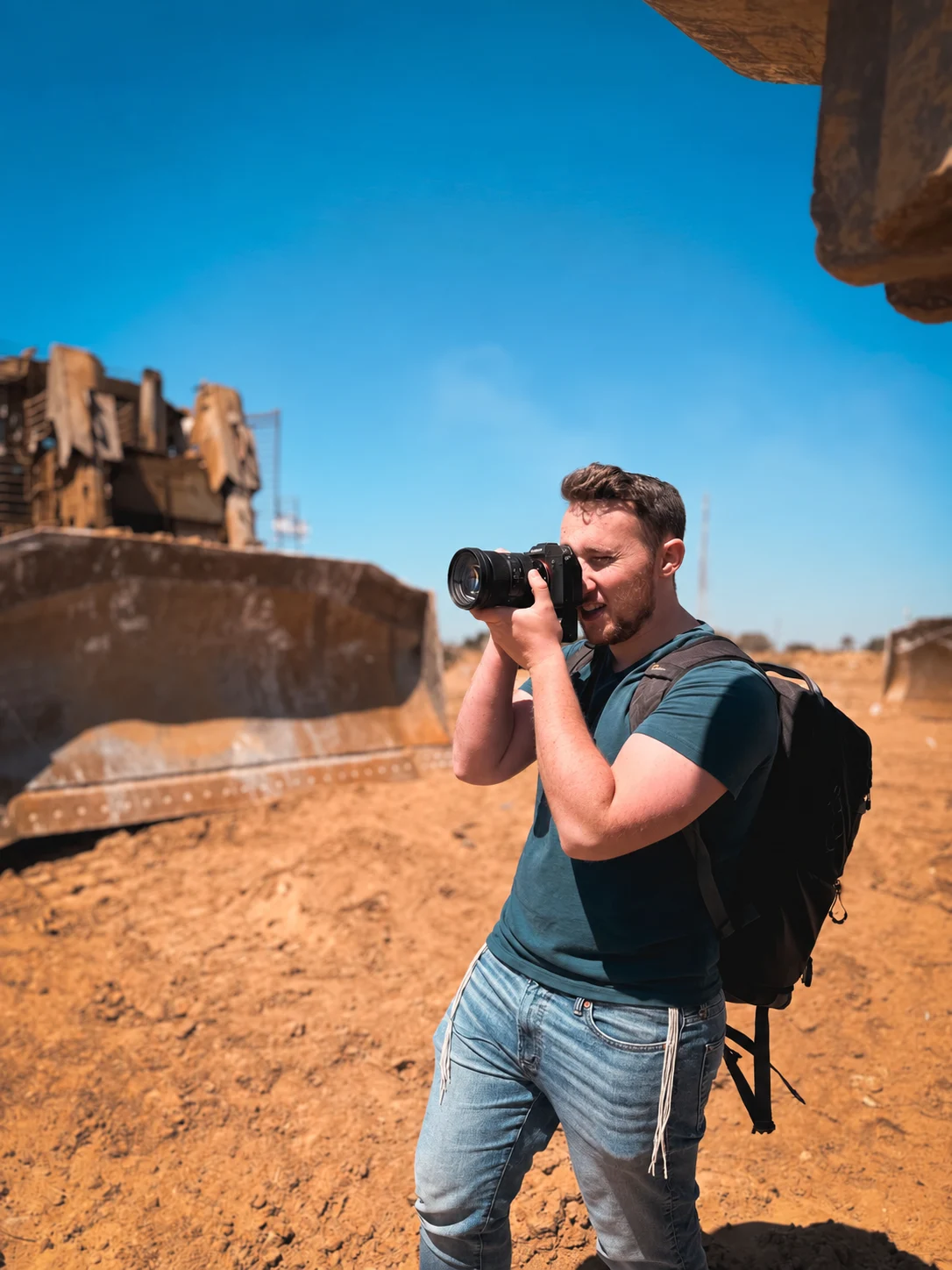 Yona Broder photographing on location